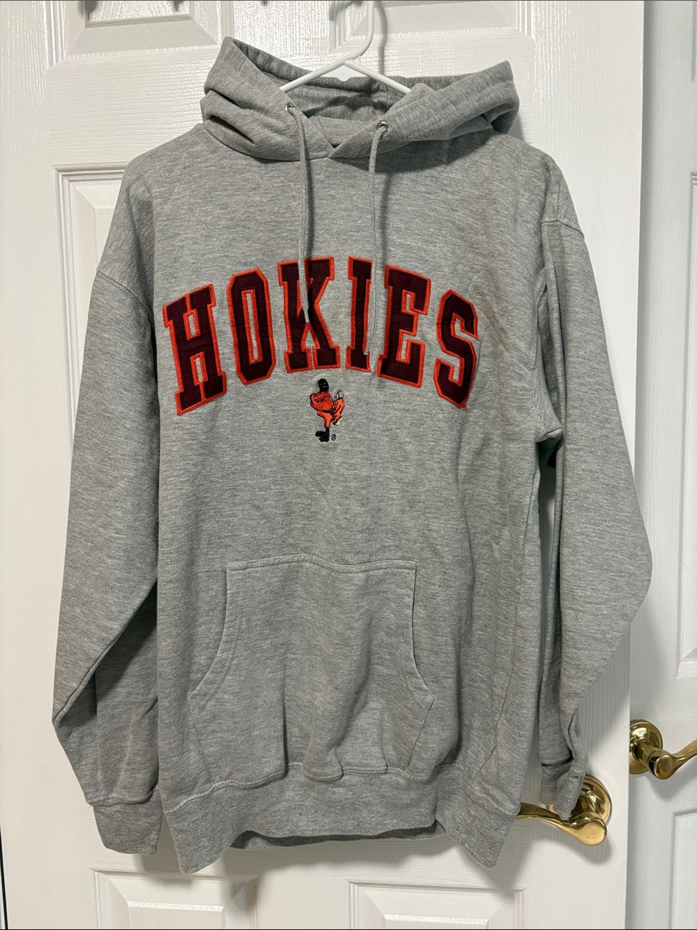 Grey Hokies Hoodie with Orange/Maroon Lettering